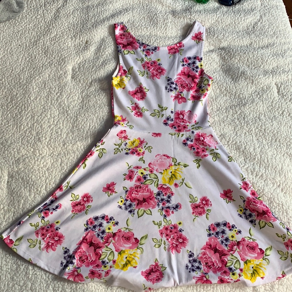 Pink and white floral dress